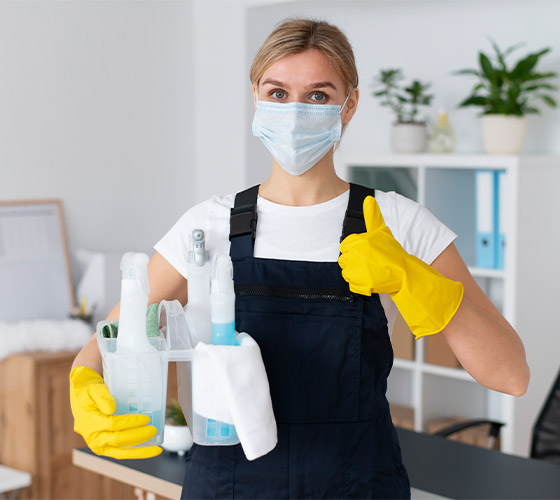 Professional cleaning service with thumbs up