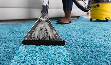 A person using a vacuum on the carpet