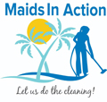 A logo of maids in action